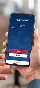 Smartfon z uruchomioną aplikacją mobilną Pocztowy